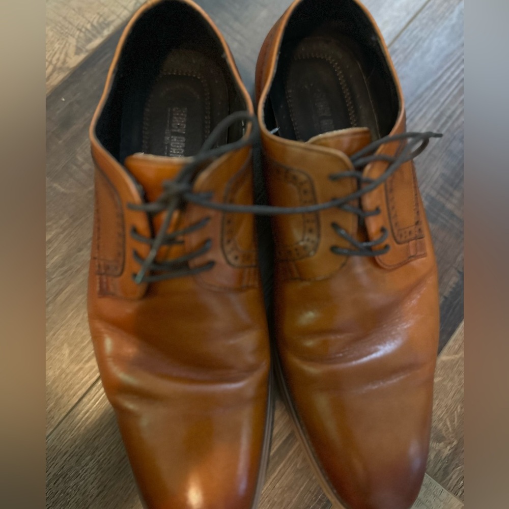 Stacy Adams "Dickens" Tan Genuine Leather Plain Toe Shoes 25231-240. Size 13W - Picture 3 of 9